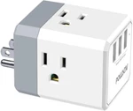 3-OUTLET Usb Wall Charger And Extender With 3-WAY Splitter, Etl 3U, Grey. Fixed Price $21.40.