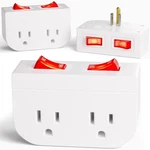 3PACK - Powawini Grounded Outlet With Double On Off Switch, Two Port White. Fixed Price $19.76.