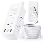 2 Prong Flat Plug Power Strip, Olcorife To 3 Outlet 5 Ft, White. Fixed Price $33.71.