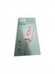 Philips 3-OUTLET Surge Protector With 1 Ft. Extension Cord- Gray And White. Fixed Price $10.99.