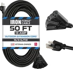 50 Ft Black Extension Cord With Outlet, 16/3 Weatherproof Outdoor. Fixed Price $53.99.
