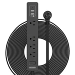15 Ft Flat Extension Cord Ultra Thin Plug 4 Outlets 3 Usb Power Strip Blk. Fixed Price $42.11.