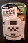 Westek 2-OUTLET Digital Timer Indoor Outdoor, 8 Programs Per Week Battery Backup. Fixed Price $14.99.