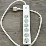 6 Outlet Surge Protector, 2 Ft Extension Cord, Power, 450 Joules, White. Fixed Price $20.00.
