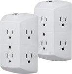Ge 6-OUTLET Extender, 2 Pack, Grounded Wall Tap, Reset Button, Circuit Breaker,. Fixed Price $21.25.