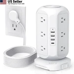 Tower Power Strip Flat Plug With 12 Outlets 4 USB(1 C),aofo 10FT, White. Fixed Price $45.66.