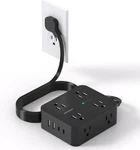 Power Strip Surge Protector, Hanycony 5FT Ultra Thin Flat Extension Cord With Mu. Fixed Price $17.56.