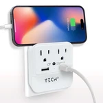Tech Wall Outlet Surge Protector With Usb Ports, Night Light, Phone Shelf. Fixed Price $22.99.