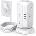 Tower Power Strip Flat Plug With 12 Outlets 4 USB(1 C),aofo 10FT, White. Fixed Price $48.99.