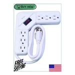 Woods 41378 L-shaped Power Strip With 6 Outlets Overload Safety Feature, 4FOOT. Fixed Price $120.00.
