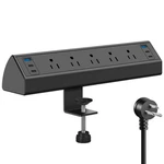 Jgstkcity Desk Clamp Power Strip Usb 5 Outlets & 6 Ports - 40W, Black. Fixed Price $50.49.