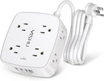 6FT Power Strip Surge Protector, 8 Outlets 4 Usb, Flat Plug, Wall Mount, White. Fixed Price $12.95.