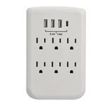 6-OUTLET Wall-tap W/ 3-PORT Usb-a & 1-PORT Usb-c Chargers, White, CP30007. Fixed Price $14.99.