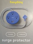 Heyday 3 Outlet Surge Protector With 2 Usb Port Hub Blue. Fixed Price $19.50.