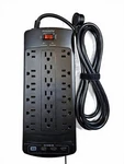Powsav 18AC Outlets Usb + Type Port Power Strip 8FT Black (NBW-903). Fixed Price $29.99.