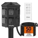 Tiffcofio Outdoor Power Strip With 50 Extension Cord, 100FT Remote Control.... Fixed Price $102.32.