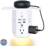 Mifaso 3-SIDED Multi Plug Power Strip, Wall Extender With Shelf, Night Light. Fixed Price $20.00.