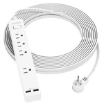 Wall Mount Power Strip Flat Plug 4 Ac Outlets 2 Usb 15 Ft Long Extension Cord. Fixed Price $21.01.
