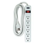 Indoor 6 Outlet Power Strip With White 8' Cord Switch, Overload Protection. Fixed Price $24.80.