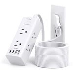 Extension Cord With Multiple Outlets, Flat Plug Power Strip 15FT, White. Fixed Price $47.50.