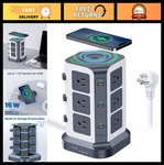 Power Strip Tower With Wireless Charger, 12 Ac Outlets & Usb Ports, 6.5FT Exte. Fixed Price $101.99.