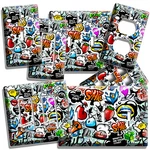 Cool Emoji Graffiti Light Switch Outlet Wall Plates Teen College Dorm Room Decor. Fixed Price $18.89.