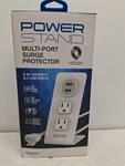 Tzumi Surge Protector Power Stand 2 Outlets Usb, 5 Ft Cord, White. Fixed Price $25.00.