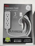 Extension Cord 3-OUTLETS With Surge Protection White/gray Bundle Of. Fixed Price $47.97.