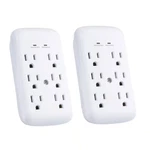 6-OUTLET Wall Mounted Surge Protector, White (2-PACK). Fixed Price $13.34.