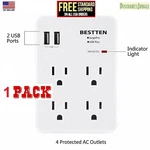 Bestten Wall Tap Adapter Outlet Socket Surge Protector With 2 Usb Charger. Fixed Price $11.95.
