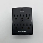 Sanus On-wall Low Profile 1080J Fireproof Surge Protector With 6 Black. Fixed Price $15.00.