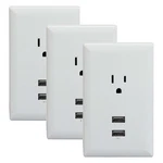 Rca Dual Usb + Single Power Outlet Wall Adapter Plate WP2UWR, 3 Pack. Fixed Price $19.99.