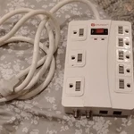 Utilitech Surge Protector 8-OUTLET 125V 15A Model 4120YLPT18B Power Strip. Fixed Price $30.00.