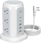 Flat Plug Power Strip Tower With 9 Outlets And 5 Ports (2 Usb-c), 1200J Surg. Fixed Price $34.26.
