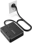 Flat Plug Power Strip Surge Protector, Hunian Extension Cord 5FT, Black. Fixed Price $43.11.