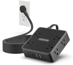 Flat Extension Cord 25 Ft In Black With 8 Widely Outlets 3 Usb Ports (1 C),. Fixed Price $50.99.