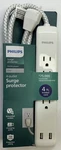 Philips 4-OUTLET Surge Protector With 4-FT Braided Cord 2 Usb-a Ports-brand New. Fixed Price $6.49.