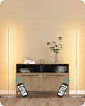 Minimalist Led Corner Floor Lamps, Dimmable With Remote, Set Of 2, Silver. Fixed Price $141.99.