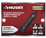 Husky 6-OUTLET Heavy Duty Surge Protector 2100 Joules 8FT Cord. Fixed Price $15.00.