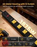 Suraielec 12 Outlet Metal Power Strip 1020J Surge 15FT Cord Garage Workbench. Fixed Price $56.99.