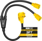 Iron Forge Cable Rv Cord, Generator And TT-30P Splitter 5-15R, Yellow. Fixed Price $35.60.