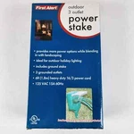 First Alert Outdoor 3 Outlet Power Stake 6' Heavy Duty Cord Green + Floodlights. Fixed Price $19.99.