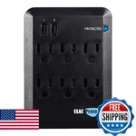Elac Protek PB-62S 6-OUTLET Wall Surge Protector W/dual Usb Charging. Fixed Price $33.53.