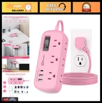 5FT Pink Power Strip With 3 Ports (1 Usb-c) & 6 Outlets, Surge Protector, Cu. Fixed Price $35.99.