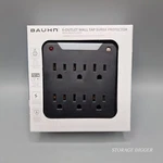 New Bauhn 6-OUTLET Black Wall Tap Surge Protector With Night Light, 900 J. Fixed Price $13.99.
