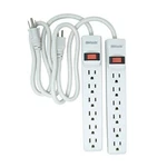 Woods 41435 Power Strip With 6 Outlets, 2.5 Cord And Durable Pack, White. Fixed Price $21.46.