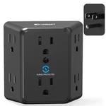 Multi Plug 6 Outlet Extender, Unidapt Black Surge Protector Wall. Fixed Price $22.06.
