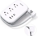Beshon Flat Plug Power Strip, 3 Outlets With Usb PORTS(2 C), White. Fixed Price $16.32.