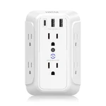 Wall Charger, Surge Protector, 6 Outlet Extender With 3 Usb Charging White. Fixed Price $22.70.