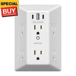 6 Outlet Surge Protector Extender With 20W 4.2A 3 Usb Type A/c Chargers, Tamper-. Fixed Price $42.06.